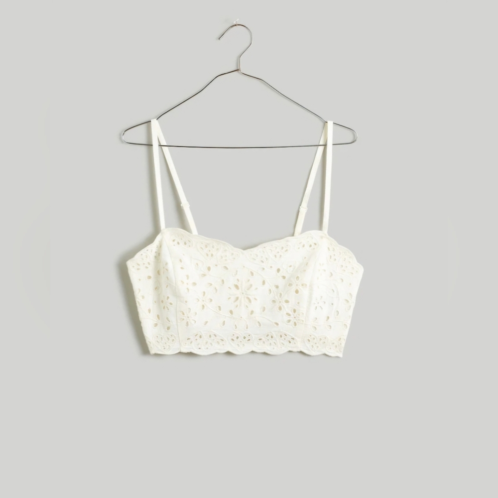 Madewell Eyelet Linen-Blend Crop Tank Top